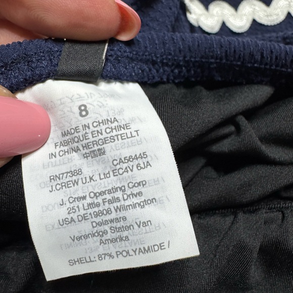 JCREW Navy Blue Textured Ric Rac Ruffle One Shoulder Swimsuit 8 - Picture 6 of 8